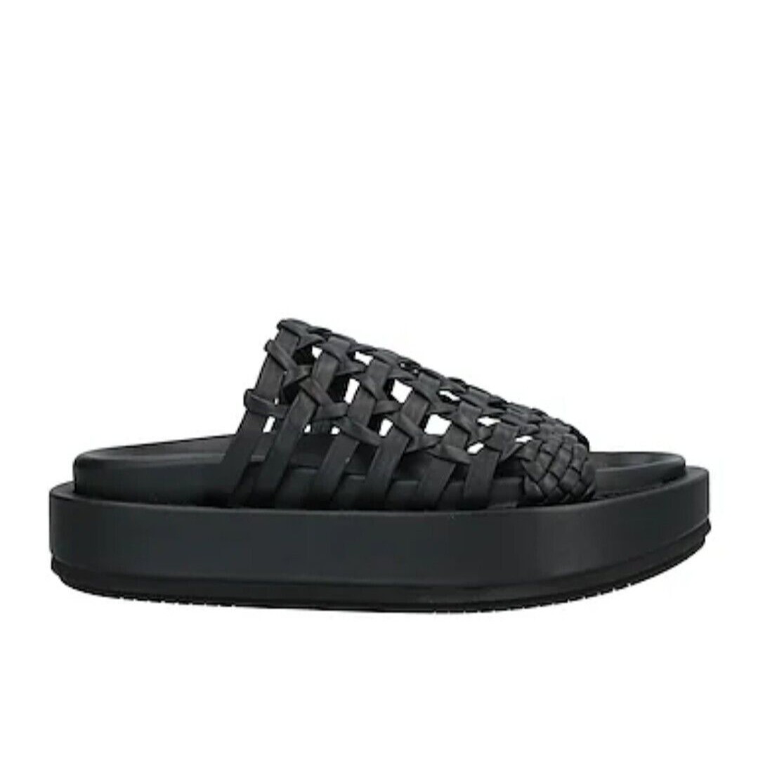 Paloma Barcelo Elisa Woven Slip On Black Slides Womens Size 41 Eu
